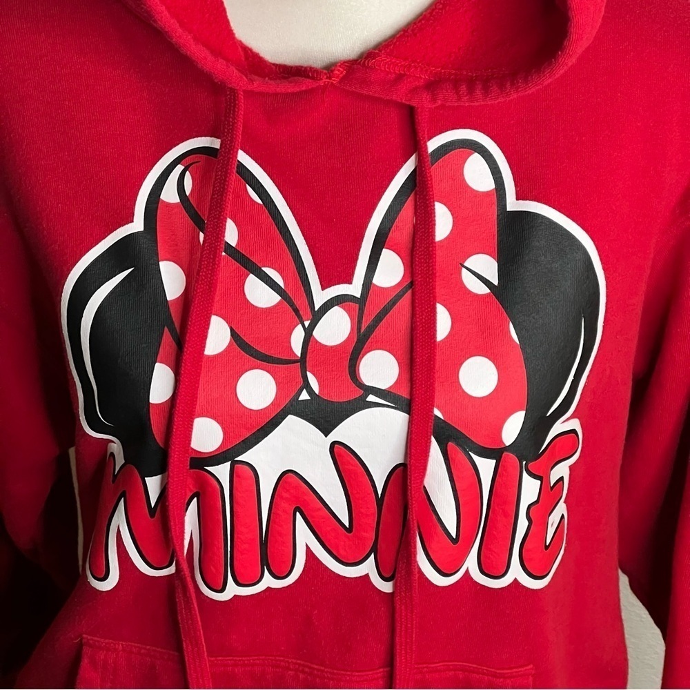 Disney women’s Bright Red Minnie Mouse Hoodie Size Small - Picture 2 of 9